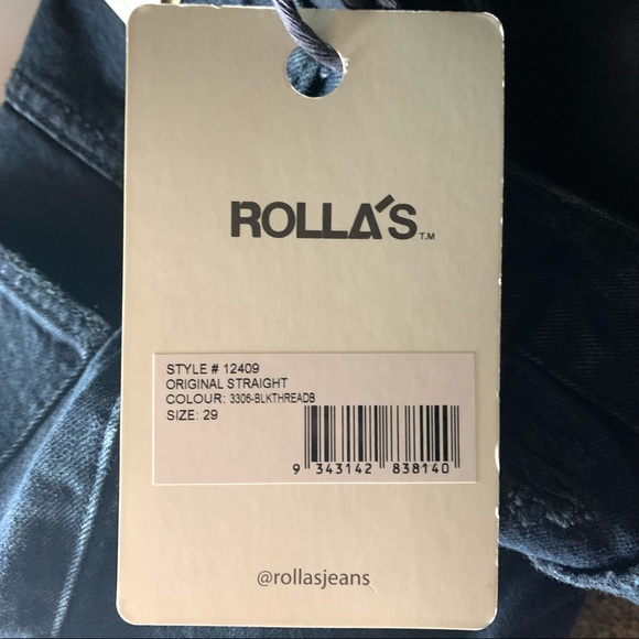 Rolla's Original Cropped High Rise Distressed Straight Leg Jeans Black 29 - Picture 8 of 8